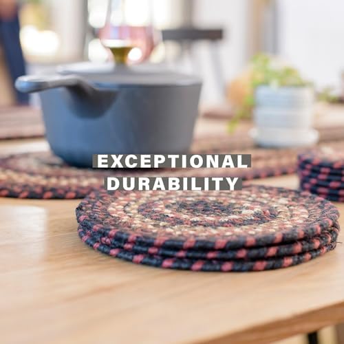 Homespice Prescott Braided Coasters for Primitive Decor, Round 4" Set of 6