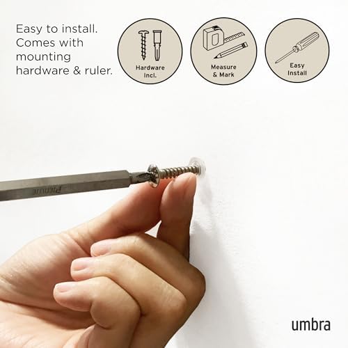 Umbra Flip Coat Rack, Wall Mounted 5-Hook Space Saving, Walnut/Black