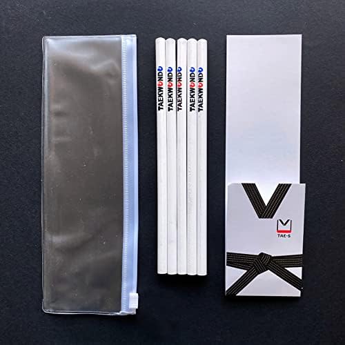 TAE-S Taekwondo Gift Pencils HB with Eraser & PVC Case, White (30 Count)