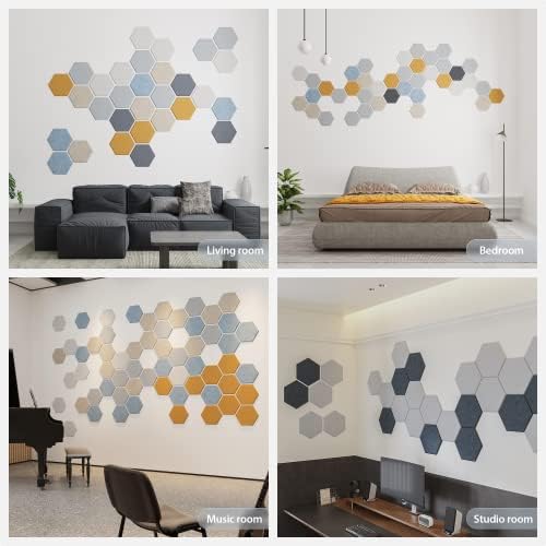 12 Pack Hexagon Acoustic Panels Self Adhesive Sound Proof Foam