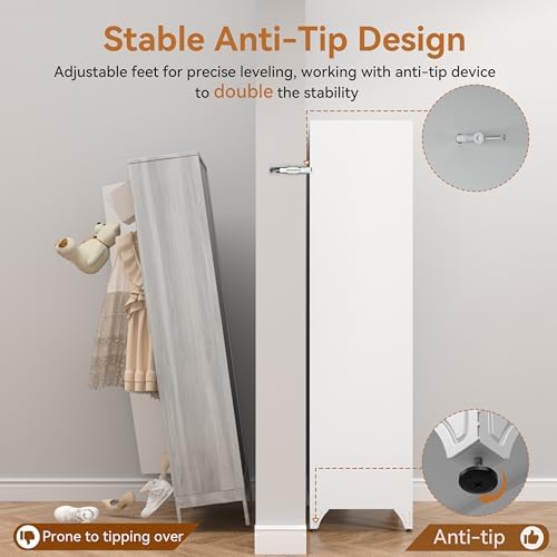 Polup Metal Armoire Wardrobe Closet with Mirror, Clothing Storage Cabinet
