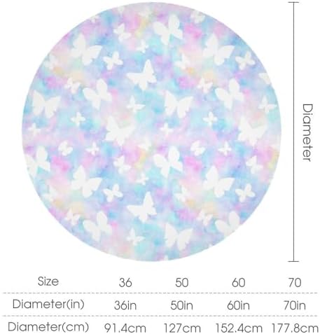 Rainbow Butterfly Tablecloth, Colorful Pink Blue White Butterflies Cartoon Print Table Cover for Farmhouse Kitchen Dining Room Table Decor, 50x50in