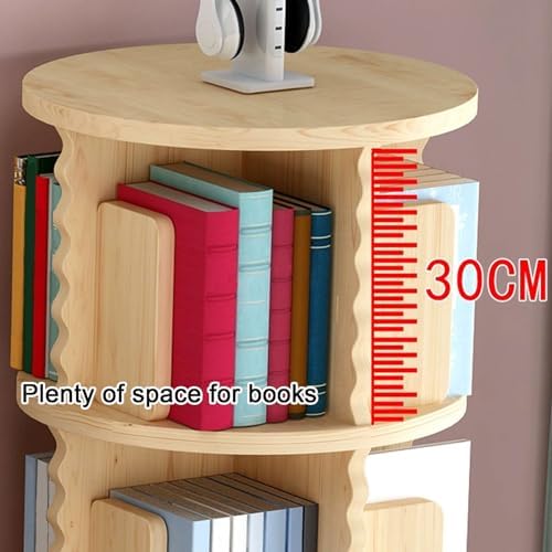 GAMAK Rotating Bookshelf Kids Bookshelf with Storage Small Bookshelf 360 Display 2-4 Tier Floor Standing Bookcase Used in Bedrooms Study Room (Size : Straight Edge, Color : Four)
