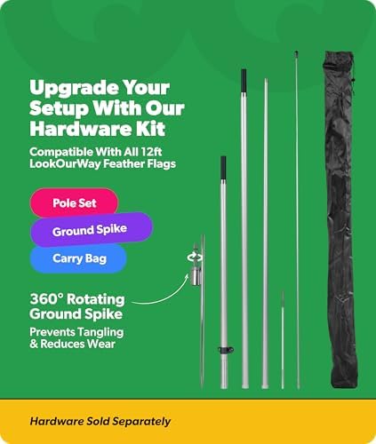 LookOurWay Financial Service Insurance Green Feather Flag, 12 Ft