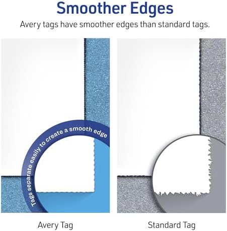 AVERY Square Tags White 1.5 inch | Printable | Pre-Punched with Strings | For Gifts and Products | Pack of 5, 1000 Count