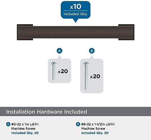 Amerock 10BX37031ORB | Oil Rubbed Bronze Cabinet Pull | 3-3/4 inch (96mm) Center-to-Center | 30 Pack | Bridgeport | Furniture Hardware