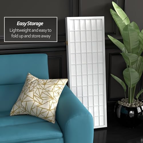 4 ft. Short Window Pane Shoji Screen - White - 4 Panels