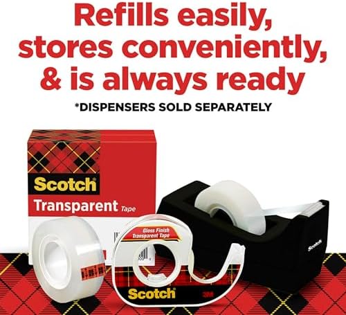Scotch Transparent Tape, Clear Tape Engineered for Office and Home Use, 1 Inch Core 3/4 in x 1000 in, 3 Boxes (Pack of 2)