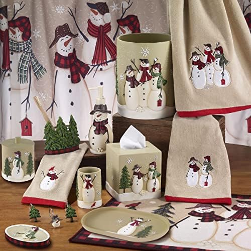 Avanti Linens - Accessory Set, Resin Lotion Pump & Toothbrush Holder, Christmas Decorations (Snowmen Gathering Collection)