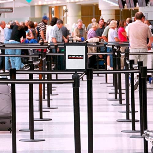 DuraSteel Portrait Display Stanchion Sign Holder - Double Sided Frame for 8.5'' x 11'' - Crowd Control & Queue Barrier With Social Distancing Warning Sign - NOT Fit with US Weigh Sentry Stanchion
