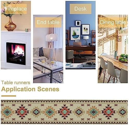 Aztec Southwest Table Runner,Ethnic Geometric Table Runners Dresser Scarves Table Setting Decor for Garden Farmhouse Wedding Party Holiday Dinner Home 13x120 Inch
