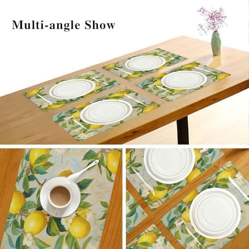 ALAZA Lemon Print Flower 1 PC Placemats Rectangle Table Mat for Dining Table Restaurant Kitchen Home Decor, 12" x 18"