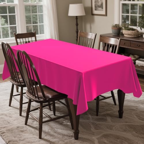 CXPSINC 54 Inch X 100 Feet Plastic Table Cover Roll Disposable Tablecloth with Slide Cutter for All Type/Shape Tables | Party, Banquet, Birthdays, Weddings(Fuchsia, 100 Feet)
