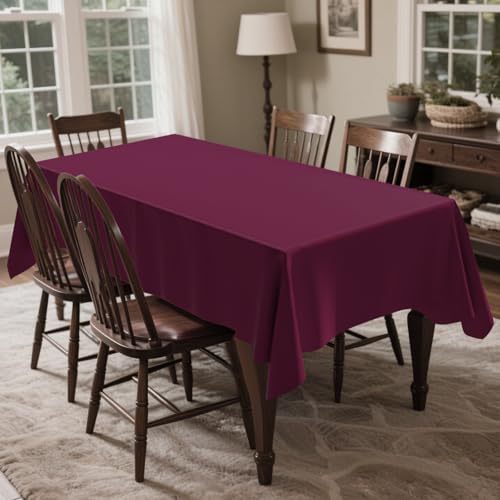 CXPSINC 54 Inch X 300 Feet Plastic Table Cover Roll Disposable Tablecloth with Slide Cutter for All Type/Shape Tables | Party, Banquet, Birthdays, Weddings(Burgundy, 300 Feet)