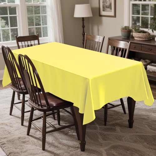 CXPSINC 54 Inch X 300 Feet Plastic Table Cover Roll Disposable Tablecloth with Slide Cutter for All Type/Shape Tables | Party, Banquet, Birthdays, Weddings(Light Yellow, 300 Feet)