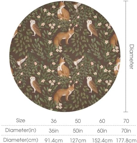 Woodland Animals Tablecloth, Rustic Forest Fox Owl Bird Green Plants Leaves Print Table Cover for Farmhouse Kitchen Dinning Indoor Outdoor Party Decor, 50x50in