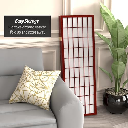 4 ft. Short Window Pane Shoji Screen - Rosewood - 5 Panels