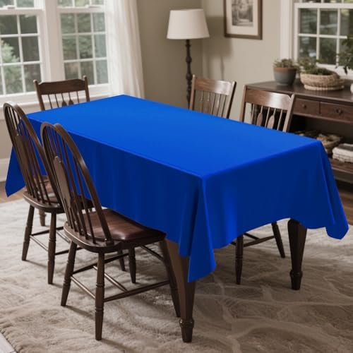 CXPSINC 54 Inch X 100 Feet Plastic Table Cover Roll Disposable Tablecloth with Slide Cutter for All Type/Shape Tables | Party, Banquet, Birthdays, Weddings(Blue, 100 Feet)