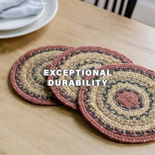 Homespice Highland Braided Trivets Ideal as Pot Holders, Round 8" Set of 6