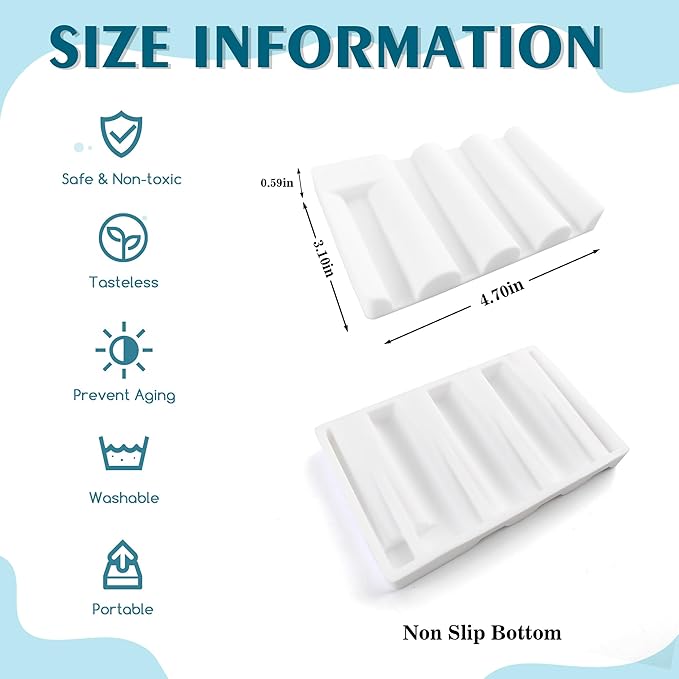 Silicone Soap Dish, Self Draining Soap Holder Perfect for Shower, Bathroom Sink, Kitchen Sink & Travel, Non-Slip Bar Soap Holder Extend Soap Life, Keep Soap Bars Dry Clean & Easy Cleaning (White-1PCS)