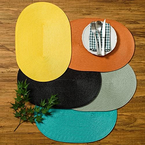 AHHFSMEI Placemats Set of 4 for Dining Table Washable Woven Non-Slip 18x12 inches Placemat Heat-Resistant Durable Table Mats for Dining Table Easy to Clean (Sage Green, 4)