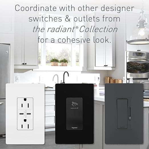 Legrand Radiant 2097TRUSBACW 15 Amp GFCI Self Test Tamper Resistant Decorator Duplex Outlet with USB Type A and C, White (1 Count)