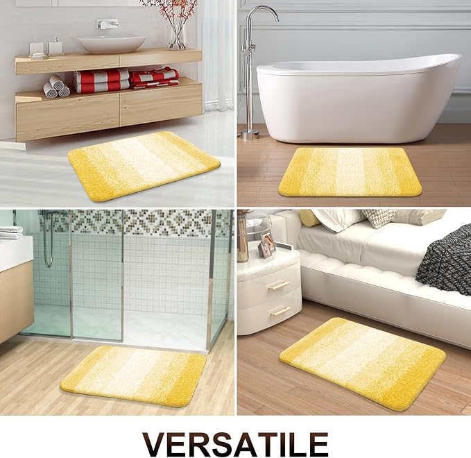 OLANLY Large Bathroom Rugs Mat 44x32, Extra Soft Absorbent Microfiber Bath Rugs, Rubber Backing, Quick Dry, Machine Washable Bath Mat for Bathroom Floor, Tub and Shower, Home Decor Accessories, Yellow