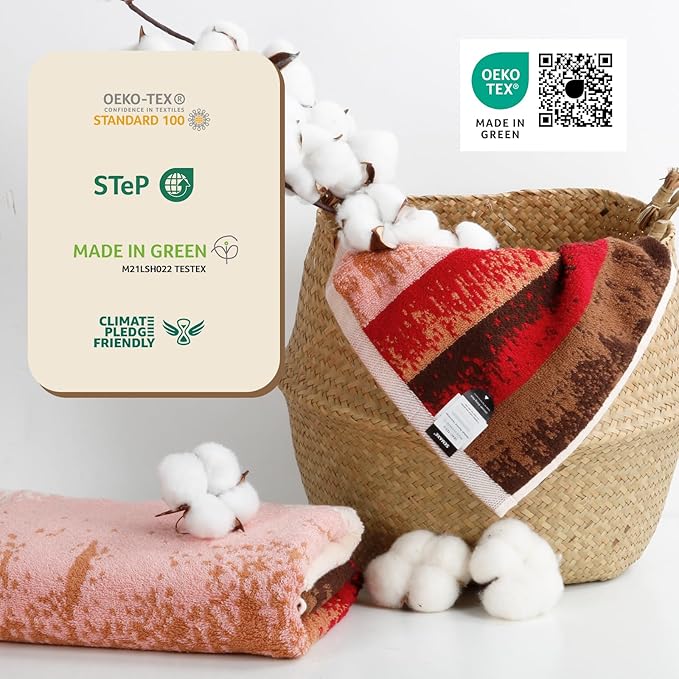 SEMAXE 4-Pack Luxury Bath Towels for Bathroom, 100% Cotton, Soft, Absorbent, and Quick-Drying, 55"x27", Plum Garden, Perfect for Hotels, Gyms, and Spas