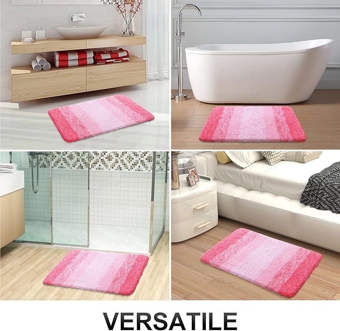 OLANLY Bathroom Runner Rugs Mat 47x17, Extra Soft Absorbent Microfiber Bath Rugs, Rubber Backing, Quick Dry, Washable Long Bath Mats for Bathroom Floor, Tub and Shower, Home Decor Accessories, Pink