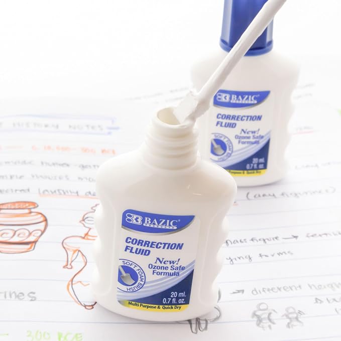 BAZIC 20 mL / 0.7 fl. oz. Correction Fluid w/Foam Brush
