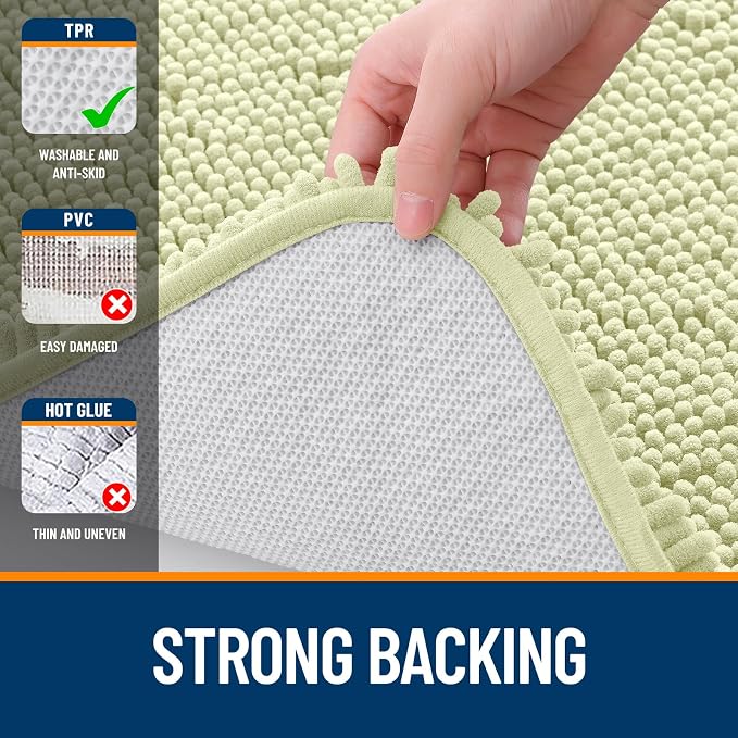 OLANLY Bathroom Runner Rugs 47x20, Soft Absorbent Chenille Bath Rugs, Rubber Backing Quick Dry, Machine Washable Long Bath Mats for Bathroom Floor, Tub and Shower, Home Decor Accessories, Vanilla