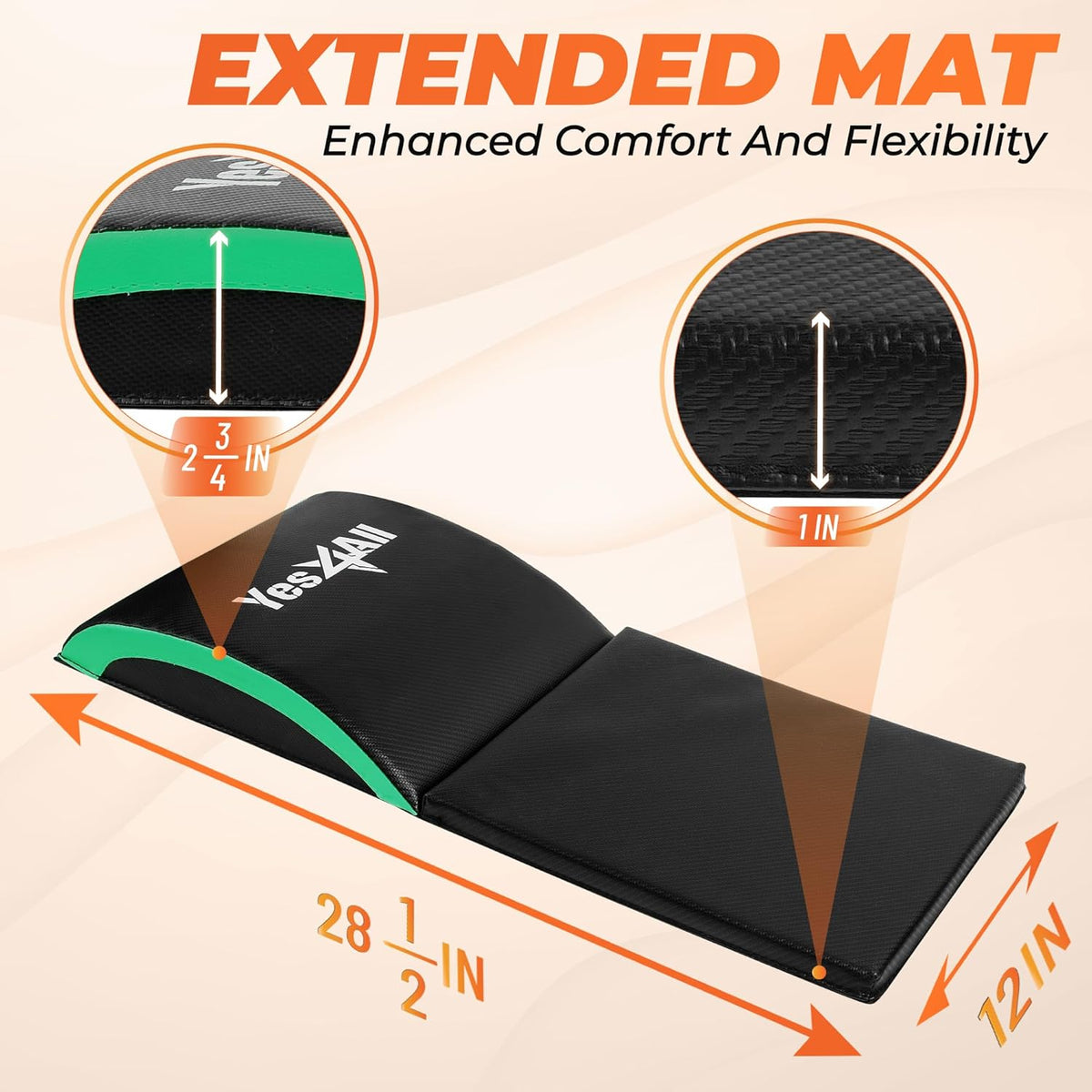 Yes4All Ab Exercise Mat Tailbone & No Tailbone, Foldable Abdominal Sit Up Support Pad, Abs Workout Equipment for Core Training and Lower Back