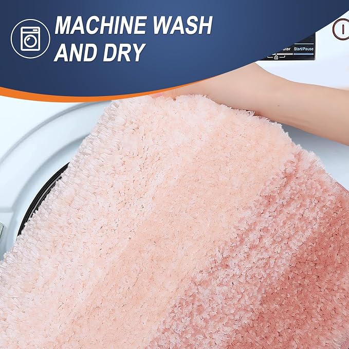 OLANLY Bathroom Rugs Mat 36x24, Extra Soft Absorbent Microfiber Bath Rugs, Rubber Backing, Quick Dry, Machine Washable Bath Mats for Bathroom Floor, Tub and Shower, Home Decor Accessories, Peach