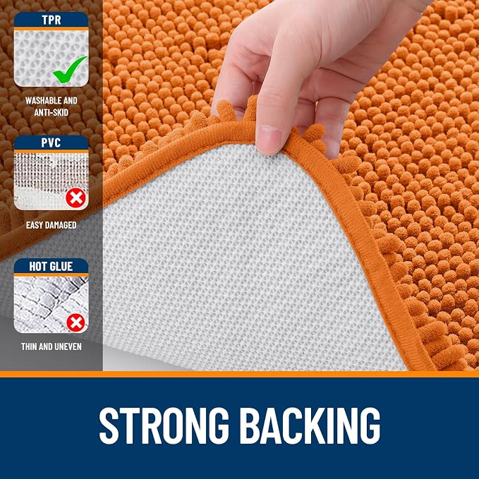 OLANLY Bathroom Runner Rugs 70x24, Extra Soft Absorbent Chenille Bath Rugs, Rubber Backing Quick Dry, Machine Washable Long Bath Mats for Bathroom Floor, Tub and Shower, Home Decor Accessories, Clay