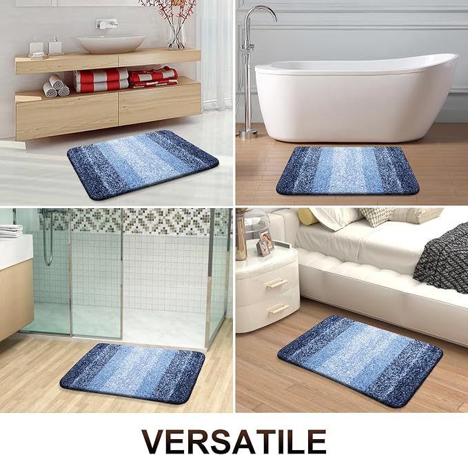 OLANLY Bathroom Rugs Mat 34x21, Extra Soft Absorbent Microfiber Bath Rugs, Rubber Backing, Quick Dry, Machine Washable Bath Mats for Bathroom Floor, Tub and Shower, Home Decor Accessories, Navy