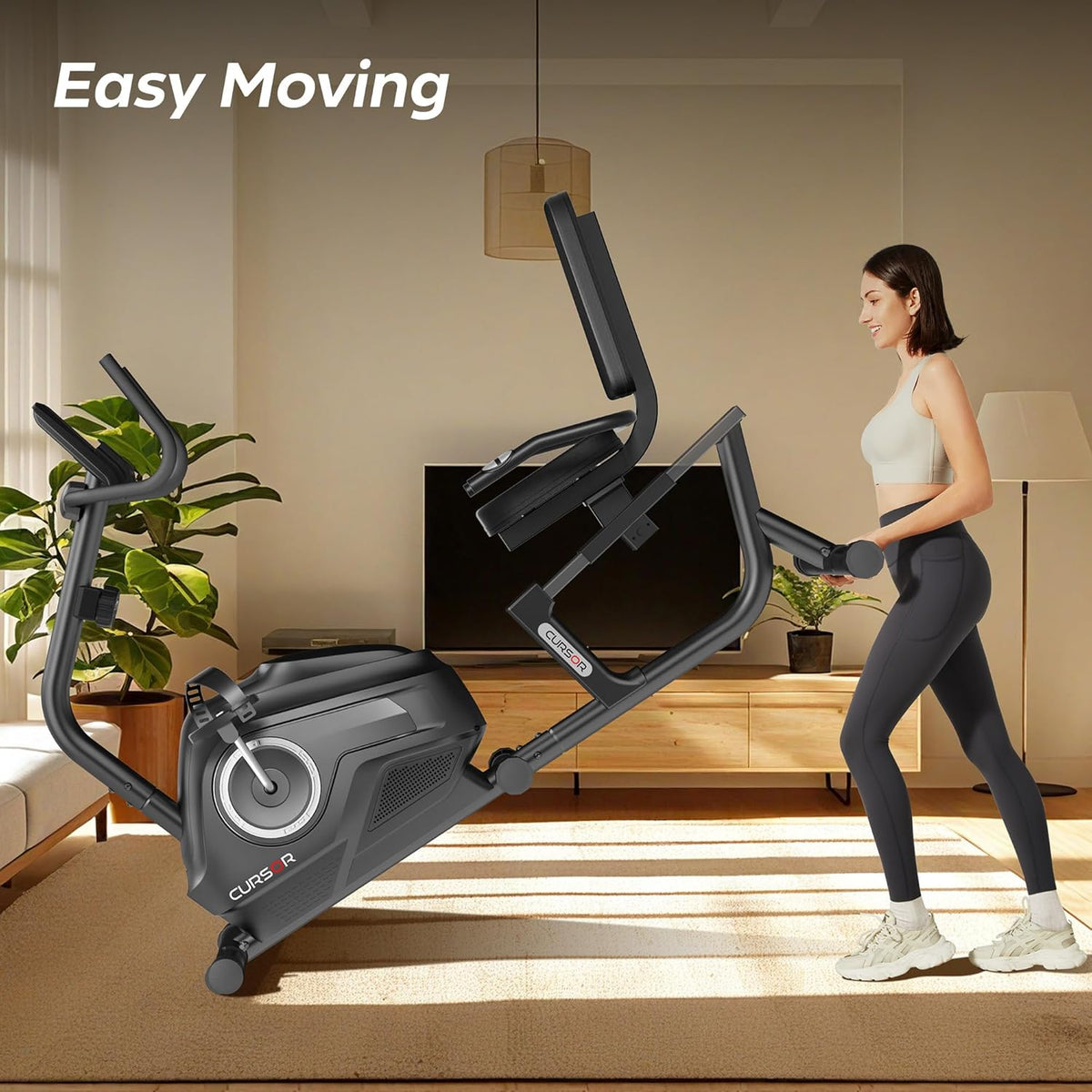 CURSOR FITNESS Recumbent Exercise Bike, Stationary Bikes for Home with Adjustable Seat, 16-Level Magnetic Resistance Recumbent Exercise Bike for Home Gym Cardio Workout Training