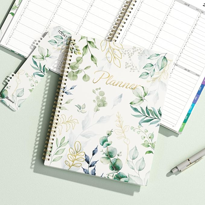 SUNEE 2027 Appointment Book, Quarter-Hourly, Weekly Monthly Planner, 8.5"x11",Eucalyptus
