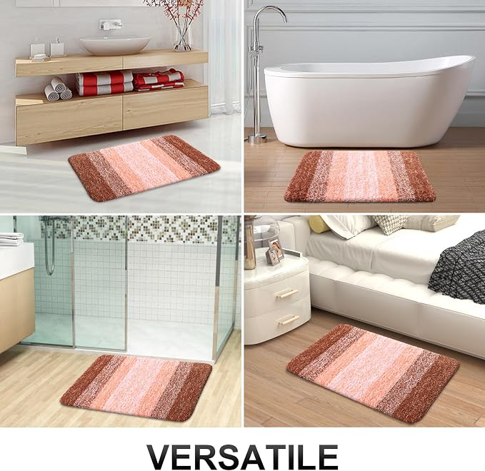 OLANLY Bathroom Runner Rugs Mat 59x24, Extra Soft Absorbent Microfiber Bath Rugs, Rubber Backing, Quick Dry, Washable Long Bath Mats for Bathroom Floor, Tub and Shower, Home Decor Accessories, Orange