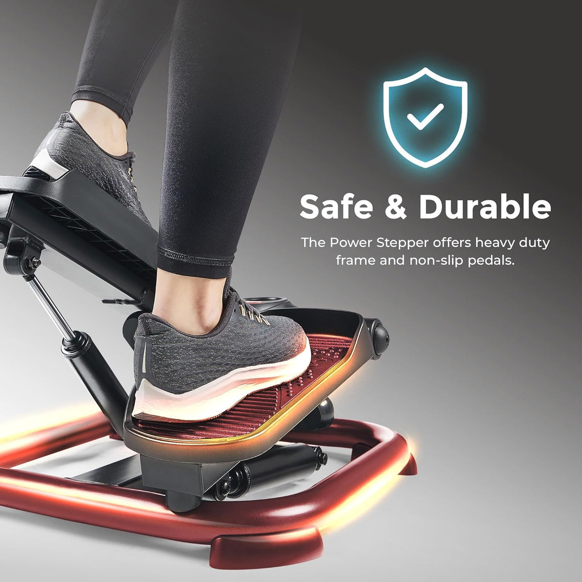 Sunny Health & Fitness 2-in-1 Premium Power Stepper with Resistance Bands, Low-Impact Cardio, Space-Saving, Height-Adjustable, with Enhanced Bluetooth Connectivity with Free SunnyFit App