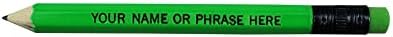 EZPENCILS & GIFTS - Golf Pencils Tipped with Eraser (1/2 a Pencil - Pew Pencils) - Neon Assorted Colored Barrel - FREE-PERSONALIZATION - 2HB Black Lead - Custom Text - Non-Smear Eraser – Package of 40
