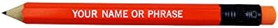 EZPENCILS & GIFTS - Golf Pencils Tipped with Eraser (1/2 a Pencil - Pew Pencils) - Neon Orange Colored Barrel - FREE-PERSONALIZATION - 2HB Black Lead - Custom Text - Non-Smear Eraser – Package of 80