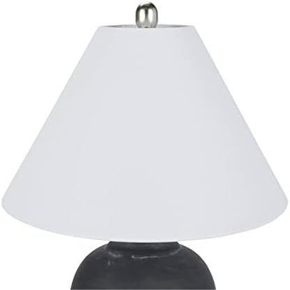 Nourison Home 23" Black Vintage Distressed Ceramic Pot Table Lamp for Bedroom, Living Room, End Table, with White Conical Empire Shade