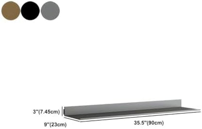 Modern Metal Bookcase Wall Mounted Floating Bookshelf Aluminum Alloy Storage Shelf, Display L-shaped Bookshelf Wall-mounted Rack (Without Lights) Partition Shelf Grey 35.4"L x 9.1"W x 2.9"H