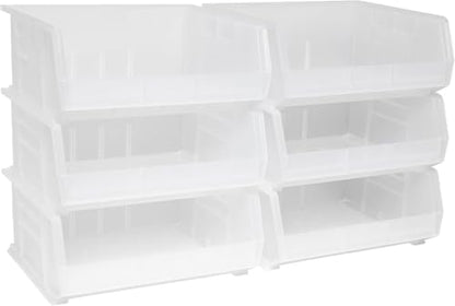 Akro-Mils 30250 AkroBins Plastic Storage Bins, 15"x16"x7", Clear, 6-Pack