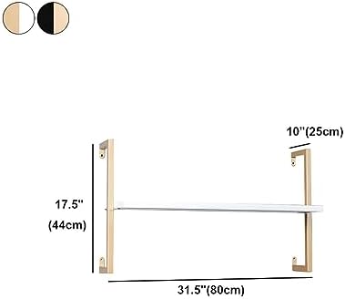 Contemporary Wall Unit Bookcase Metal Frame Pine Wood Shelf Bookshelf Wall-Mounted Bookshelf Wrought Iron Bag Rack Multi-Layer Clothing Store Decoration White Gold 31.5" L x 9.8" W x 17.3" H