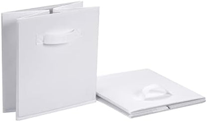Amazon Basics Collapsible Fabric Storage Cubes Organizer with Handles,Sturdy,White,10.5-x-10.5-x-11-inch,6 Count (Pack of 5)