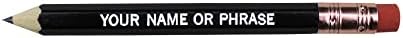 EZPENCILS & GIFTS - Golf Pencils Tipped with Eraser (1/2 a Pencil - Pew Pencils) - Black Colored Barrel - FREE-PERSONALIZATION - 2HB Black Lead - Custom Text - Non-Smear Eraser – Package of 60