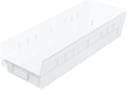Akro-Mils 30138 Heavy Duty Plastic Shelf Bins, 18"x 6.5"x 4", Clear, 12-Pk