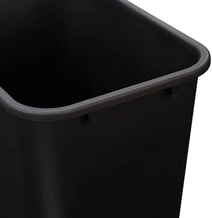 Amazon Basics Rectangular Commercial Office Wastebasket, Easy to Clean, Space-Saving,15.5"L x 11.5"W x 20"H, 10 Gallon, Black