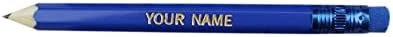EZPENCILS & GIFTS - Golf Pencils Tipped with Eraser (1/2 a Pencil) - Sea Blue Colored Barrel - FREE-PERSONALIZATION - 2HB Black Lead - Custom Text - Non-Smear Eraser – Package of 60